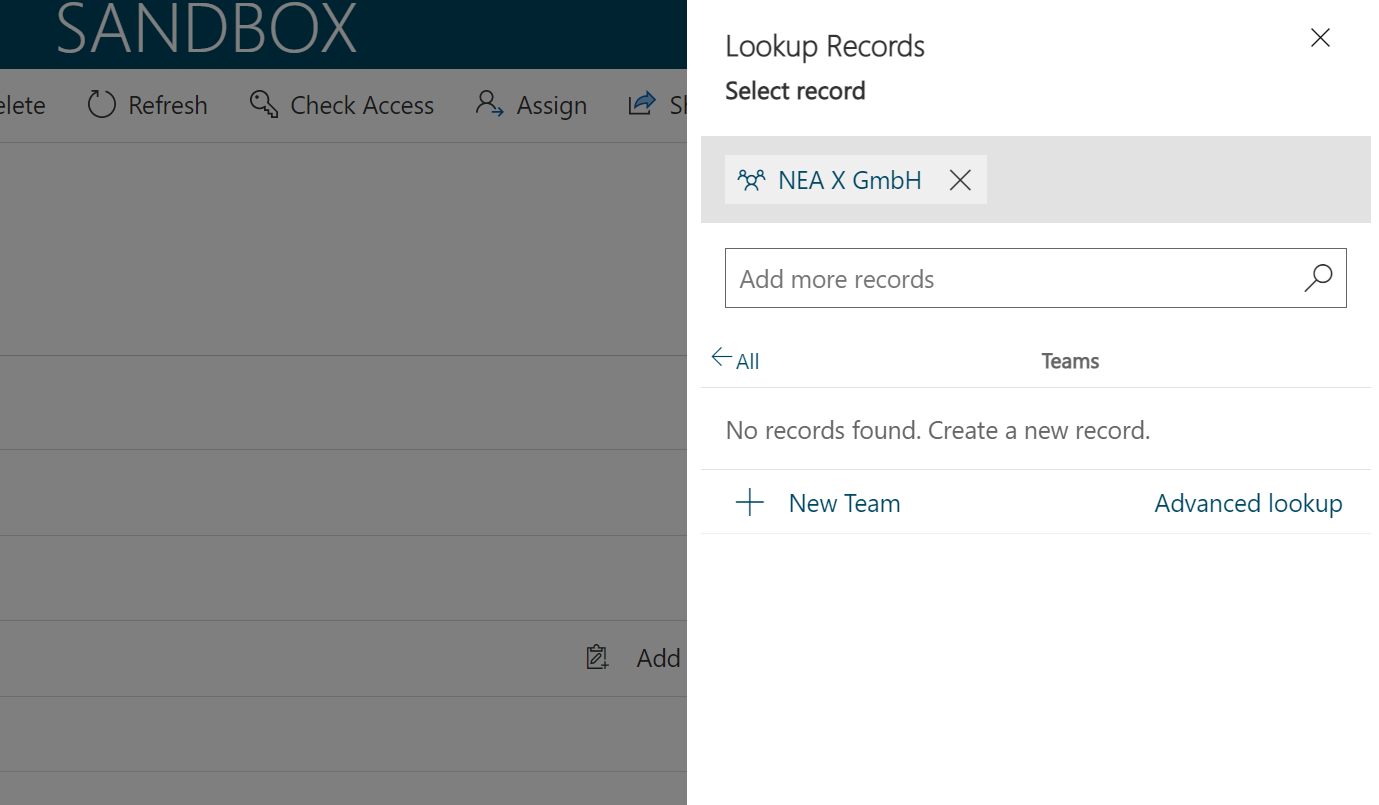 Add allowed team selection