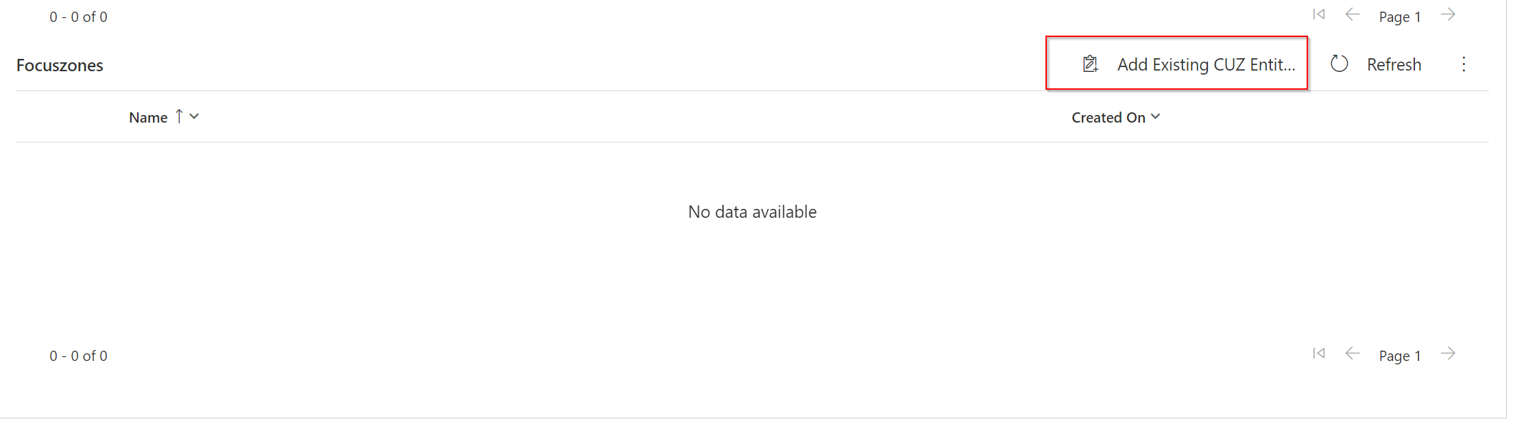 Focuszone add existing button