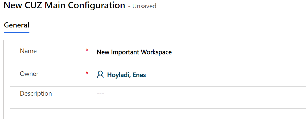 Create Form Workspace